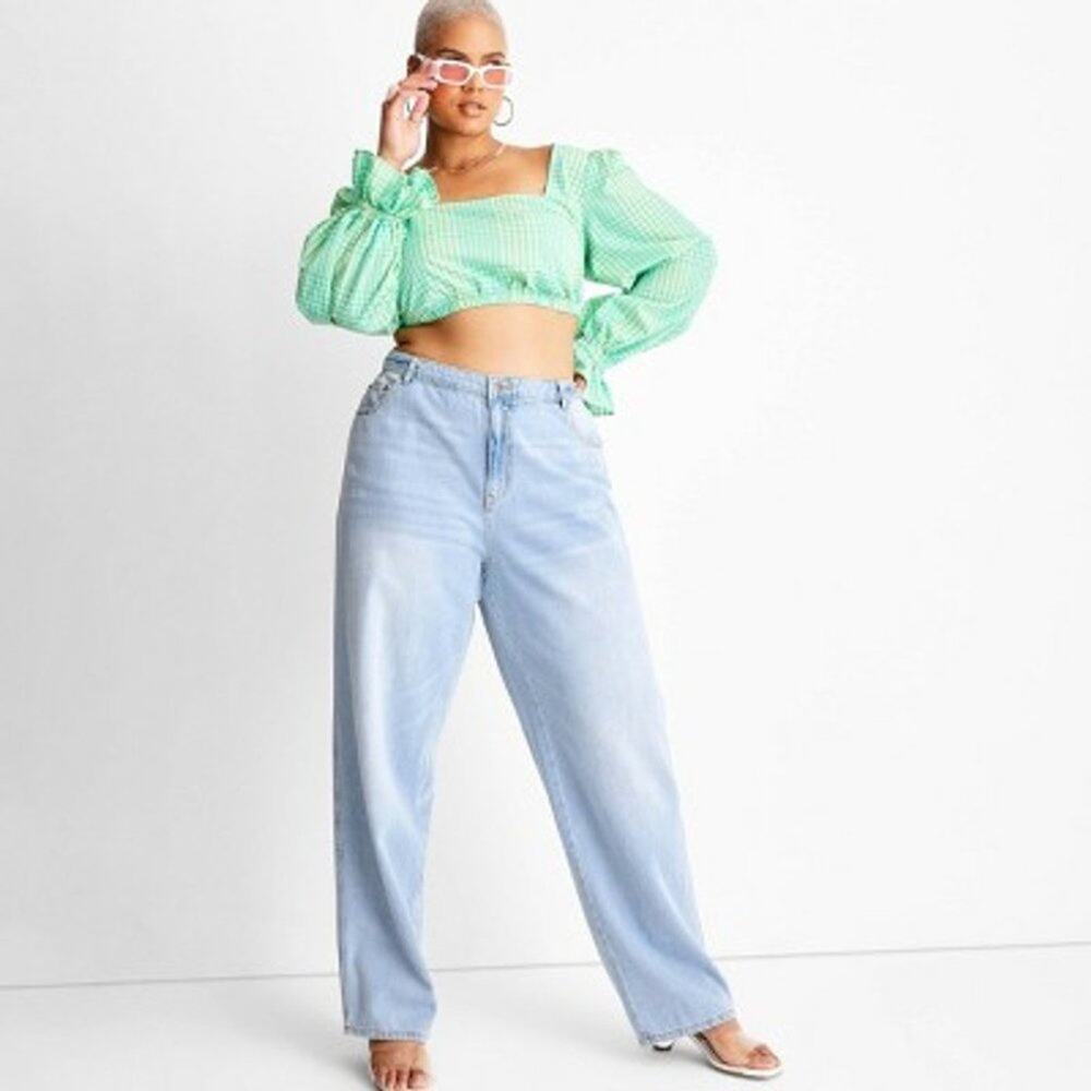 NEW Future Collective Women's Mid-Rise Baggy Fit Jeans - Blue Size 4 - Picture 6 of 12